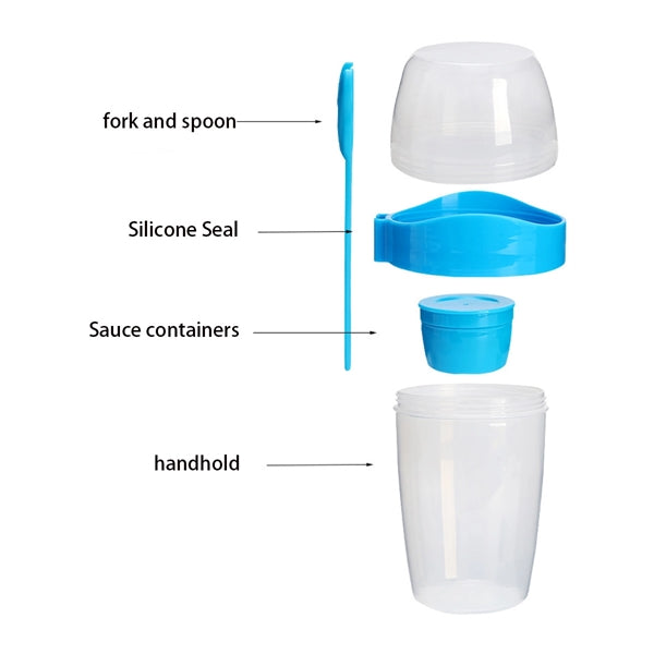 Plastic Double space Yogurt Container With Spoon