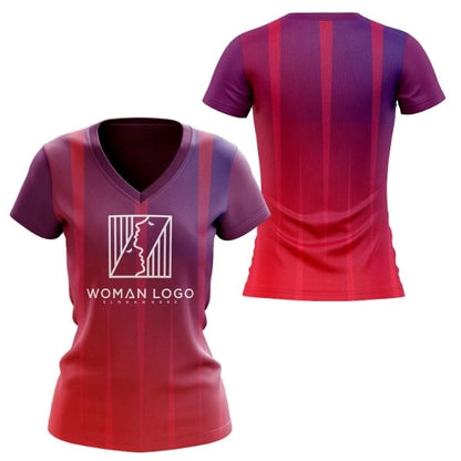 Women's 150 GSM Poly Interlock Short Sleeve V-Neck T-Shirt