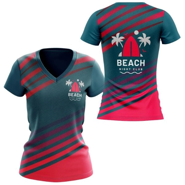 Women's 150 GSM Poly Interlock Short Sleeve V-Neck T-Shirt