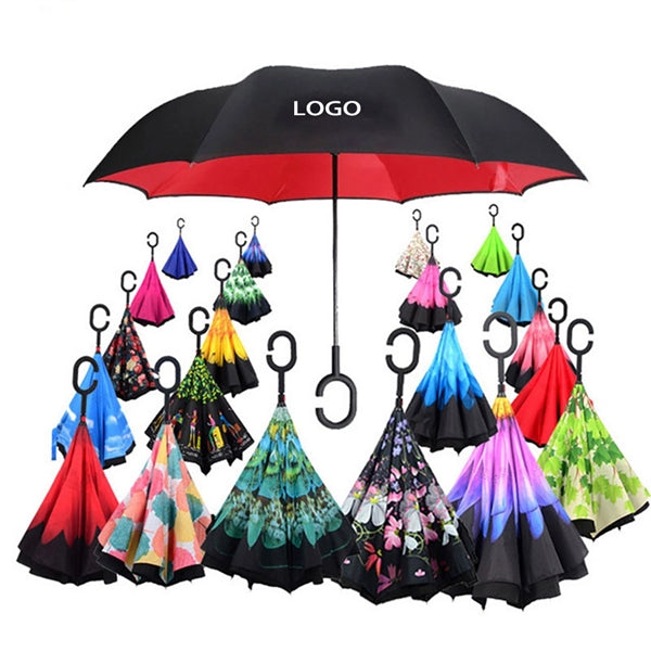 Reverse Upside Down Umbrella with C-Shaped Handle
