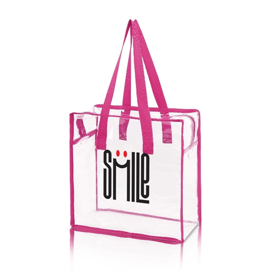 CLEAR VINYL STADIUM COMPLIANT ZIPPERED TOTE BAG