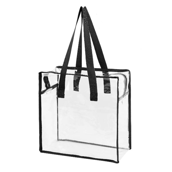 CLEAR VINYL STADIUM COMPLIANT ZIPPERED TOTE BAG