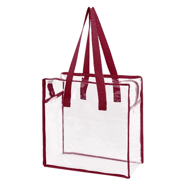 CLEAR VINYL STADIUM COMPLIANT ZIPPERED TOTE BAG