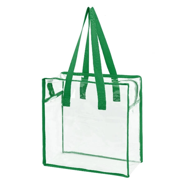 CLEAR VINYL STADIUM COMPLIANT ZIPPERED TOTE BAG