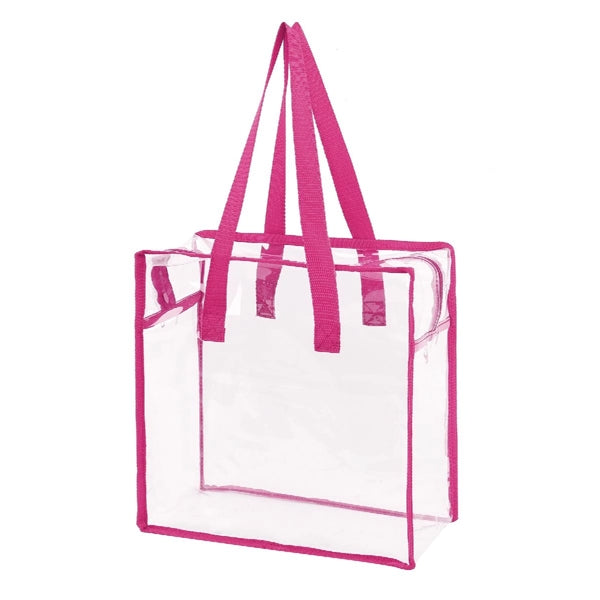 CLEAR VINYL STADIUM COMPLIANT ZIPPERED TOTE BAG