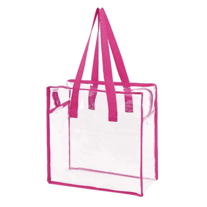CLEAR VINYL STADIUM COMPLIANT ZIPPERED TOTE BAG