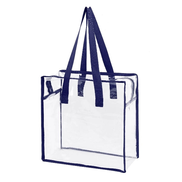 CLEAR VINYL STADIUM COMPLIANT ZIPPERED TOTE BAG