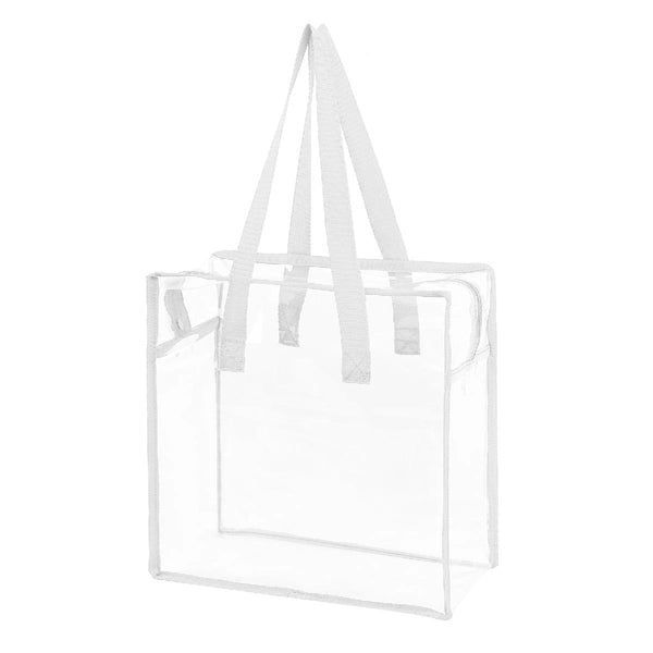 CLEAR VINYL STADIUM COMPLIANT ZIPPERED TOTE BAG