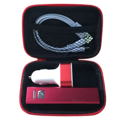 Car Adaptor Travel Charging Cable Kit Zipper Case