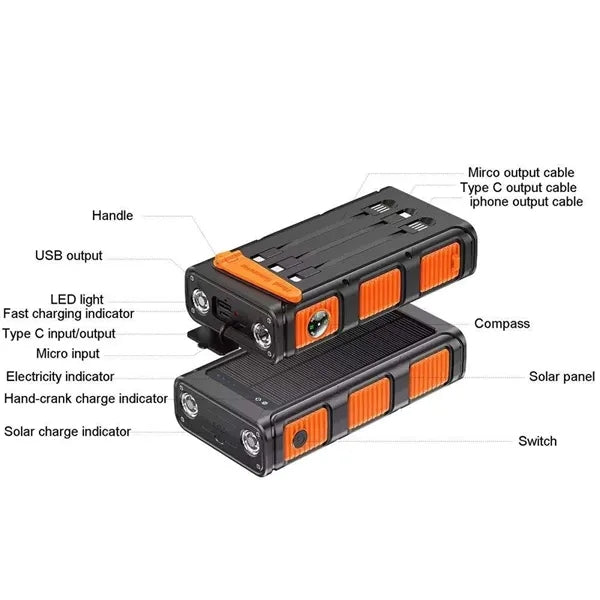 30000mAh Hand Crank Emergency Solar Charger
