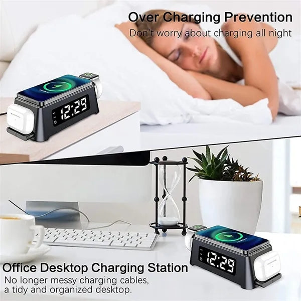 4 in 1 Fast Wireless Charger LED Digital Clock