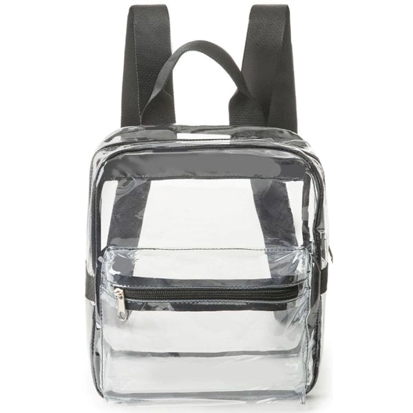 Mini Clear PVC Transparent Backpack, Front Accessory Pocket