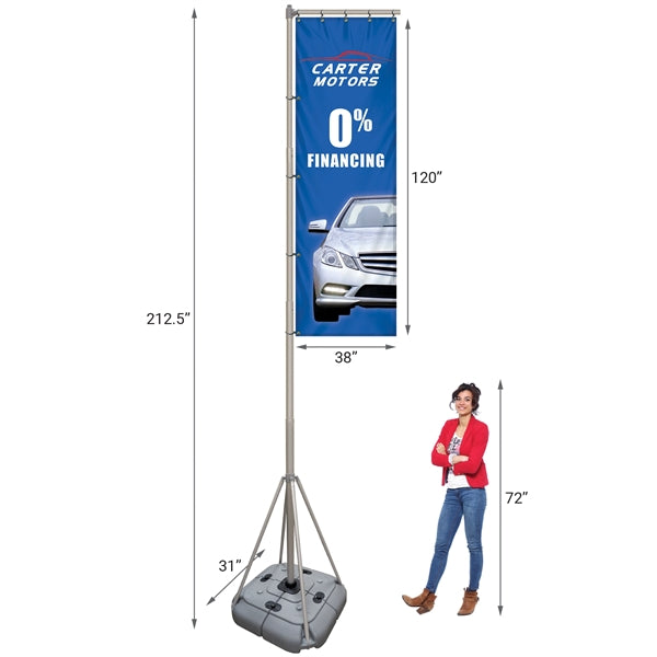 10' Giant Flagpole Kit Double Sided