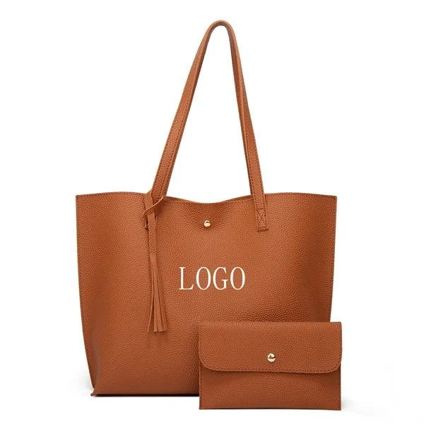 Women's Soft PU Leather Tote  Bags With Purse