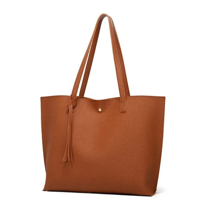 Women's Soft PU Leather Tote  Bags With Purse