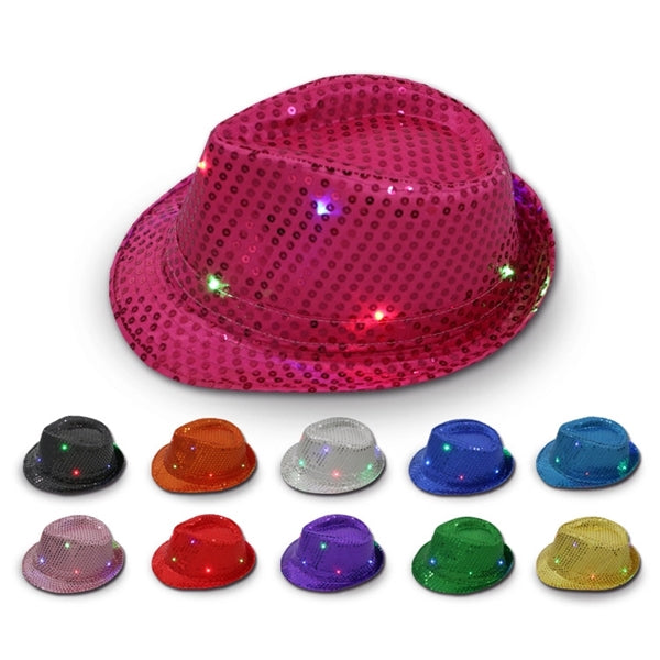 LED Light Up Sequin Fedora Hat