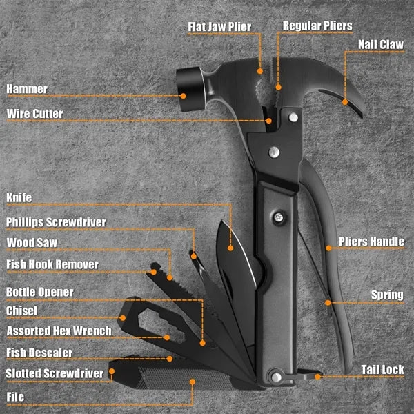 18-in-1 Camping Hammer Multitool