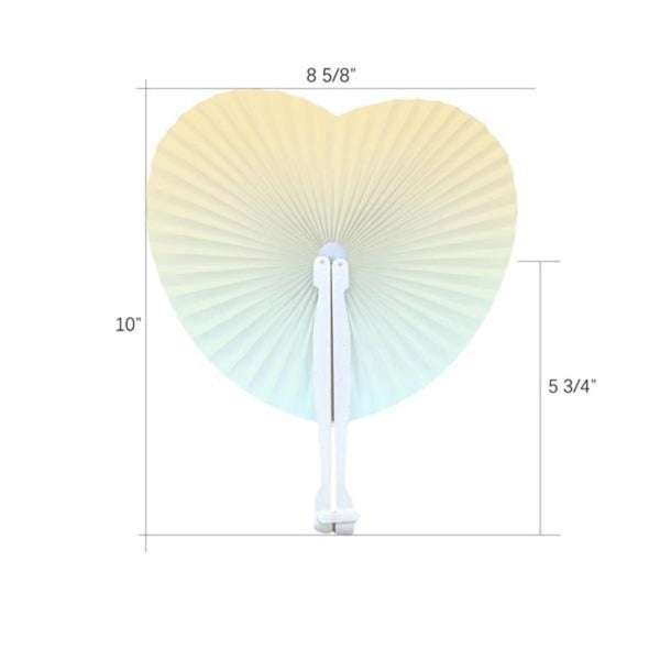 Heart Plastic Handle Paper Folding Fan