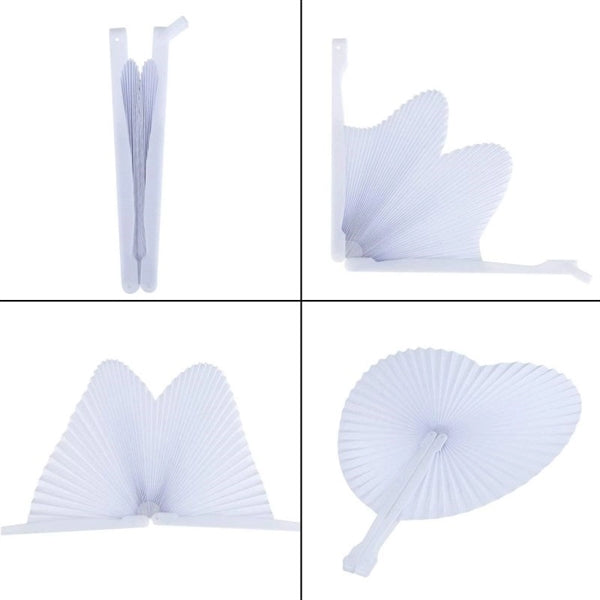 Heart Plastic Handle Paper Folding Fan