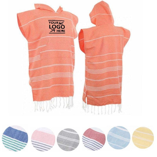 Turkish Hooded Beach Towel Poncho Cape Bathrobe With Pocket