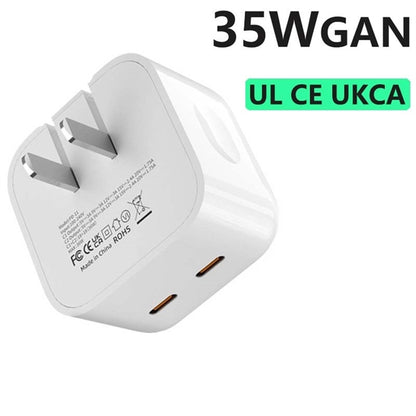35W Dual USB-C Port Compact Power Adapter PD 3.0 GaN Foldabl