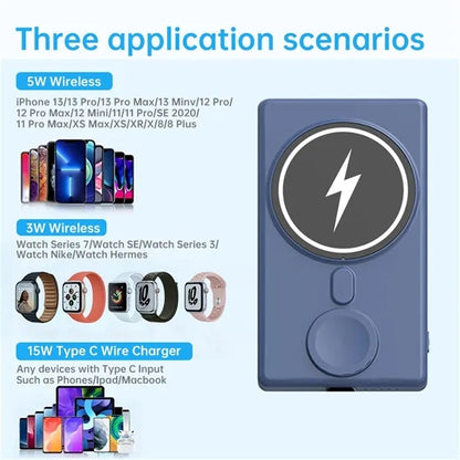 3 in 1 Slim 5000mAh Magnetic Wireless Power Bank