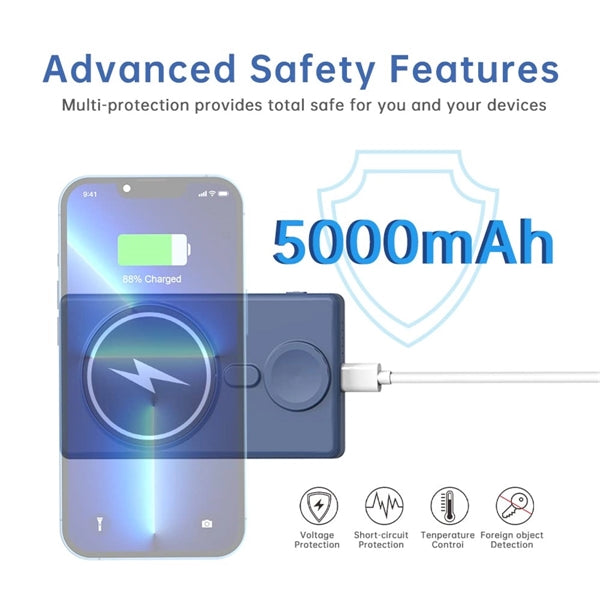 3 in 1 Slim 5000mAh Magnetic Wireless Power Bank