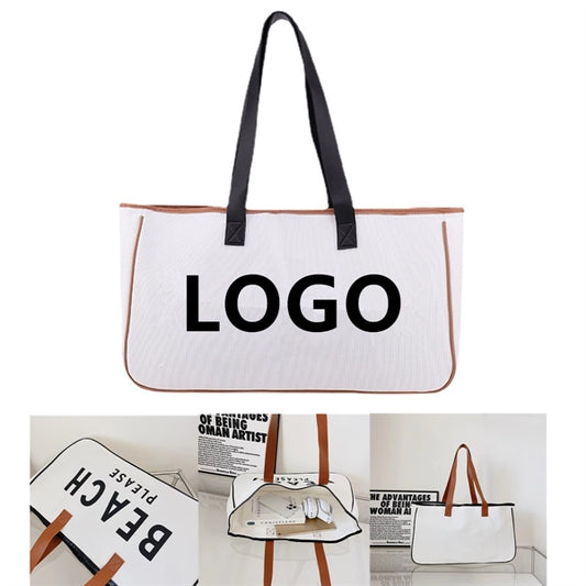 Canvas Tote Bag with Leather Handle