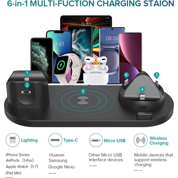 6 in 1 Multi-Function Wireless Charger Charging Station