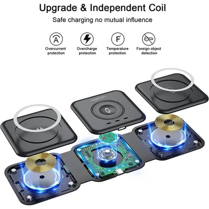 Magnetic Travel Wireless Charger 3 in 1 Charging Station