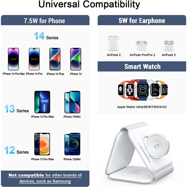 Magnetic Travel Wireless Charger 3 in 1 Charging Station
