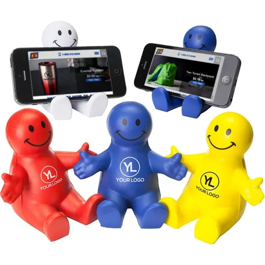 Squeezable Smile Face Guy Phone Holders