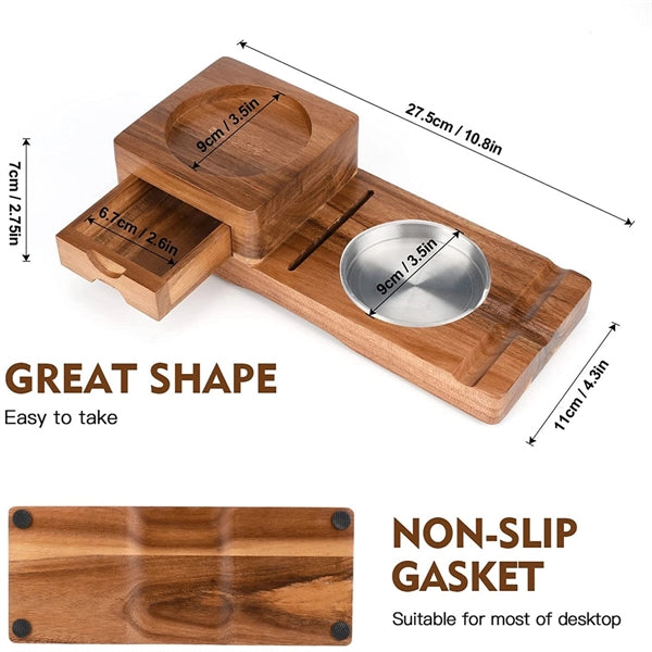Cigar Ashtray Coaster With Whiskey Glass Tray
