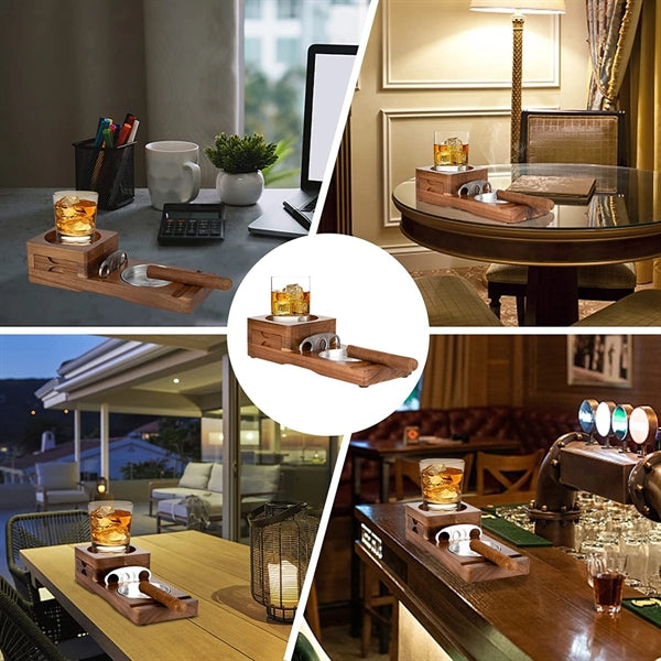 Cigar Ashtray Coaster With Whiskey Glass Tray