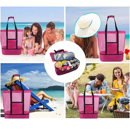 Mesh Beach Tote Cooler Bag