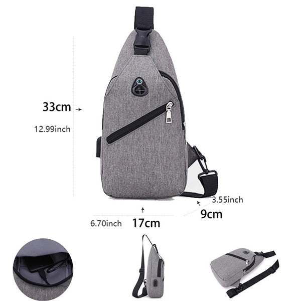 Waterproof Crossbody Backpack With USB Charging Port