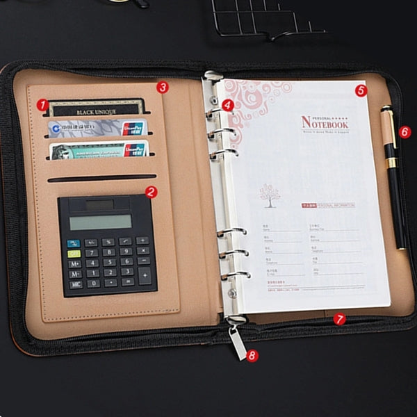 PU Leather Business Portfolio Notebook with Calculator