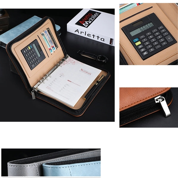 PU Leather Business Portfolio Notebook with Calculator