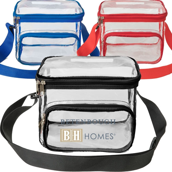 Large Stadium Clear PVC Lunch Bag w/ Front Zipper Pocket