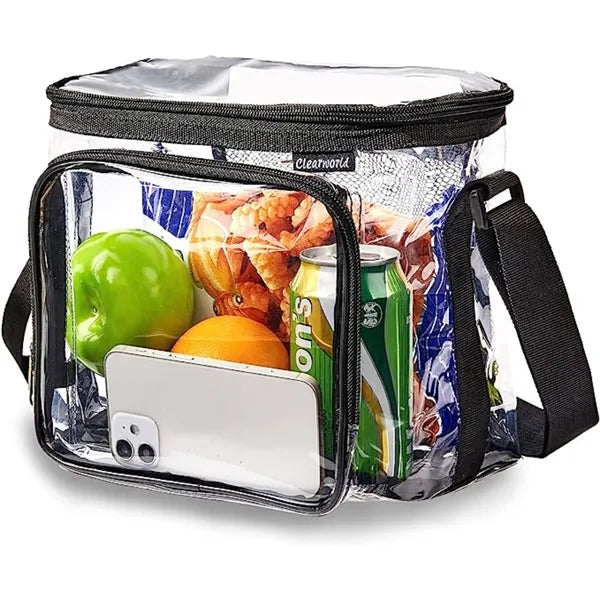 Large Stadium Clear PVC Lunch Bag w/ Front Zipper Pocket