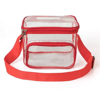 Large Stadium Clear PVC Lunch Bag w/ Front Zipper Pocket