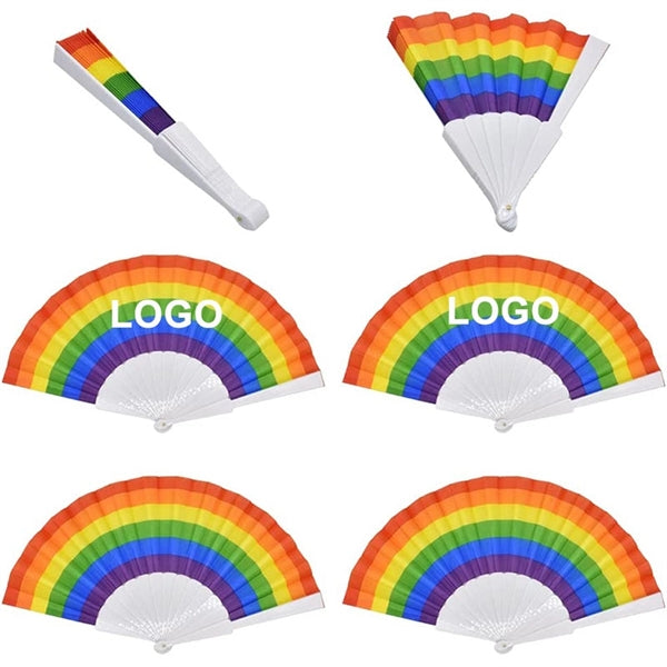 Pride Rainbow Plastic Folding Fan