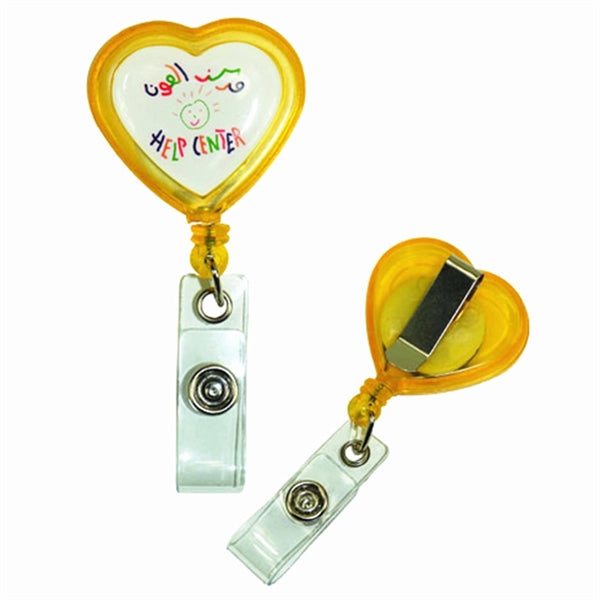 Heart Shaped Retractable Epoxy Dome Badge Reel