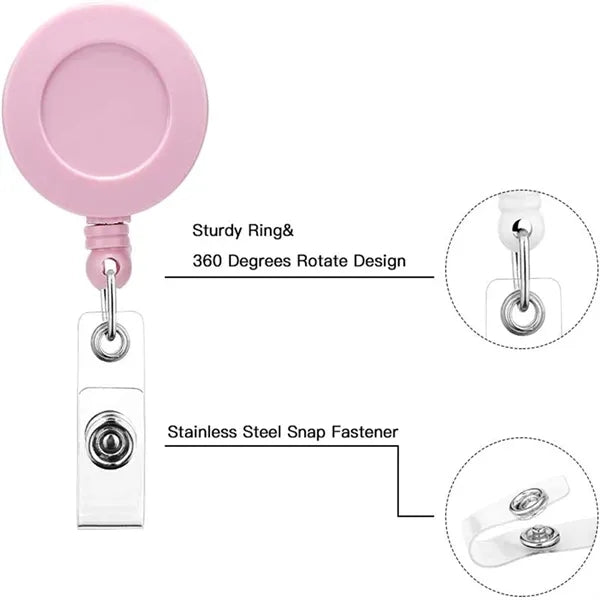 Round Retractable Badge Reel Holder