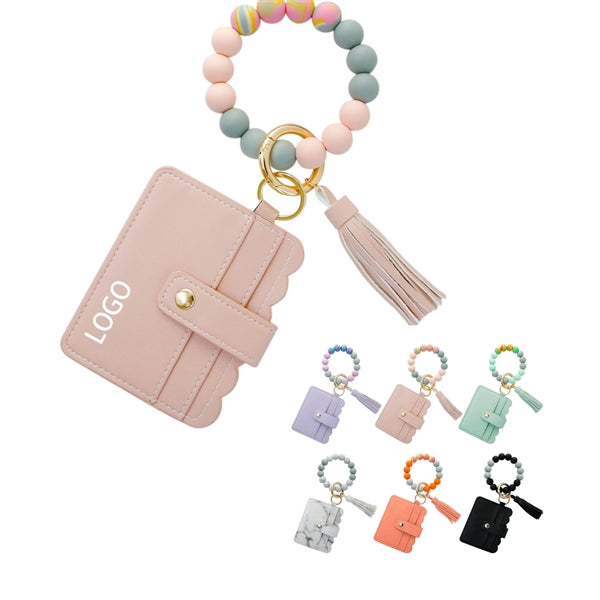 Silicone Bead Bracelet Keychain Pendant