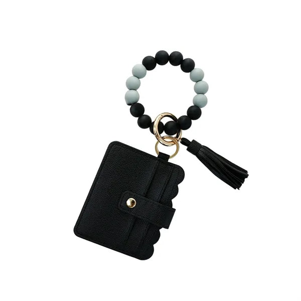 Silicone Bead Bracelet Keychain Pendant
