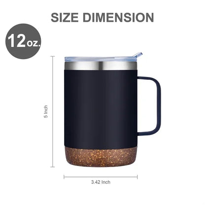 12oz.Travel Stainless Insulated Mug w/ Lid&Handle,Easy Clean