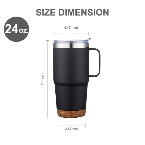 24oz.Travel Stainless Insulated w/ Lid & Handle, Spill-proof