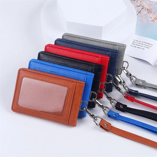 PU Leather ID Badge Holder Name Tag Foldable Magnetic Snap