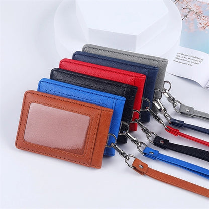 PU Leather ID Badge Holder Name Tag Foldable Magnetic Snap